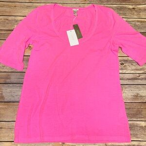 NWT J. Crew Retail Neon Pink Scoop Neck T Shirt size Medium